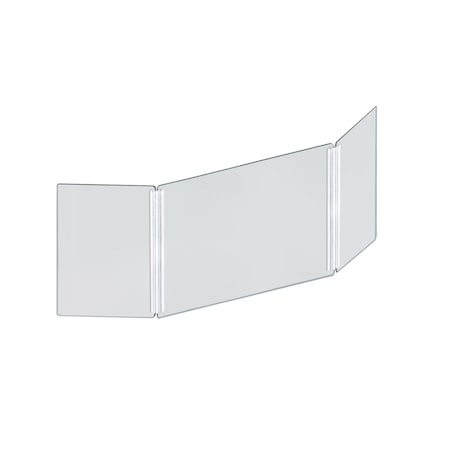 Azar Displays Small Tri Fold Clear Acrylic Plexiglass Shield PPE 53.5 inx23.5 in 176190-100